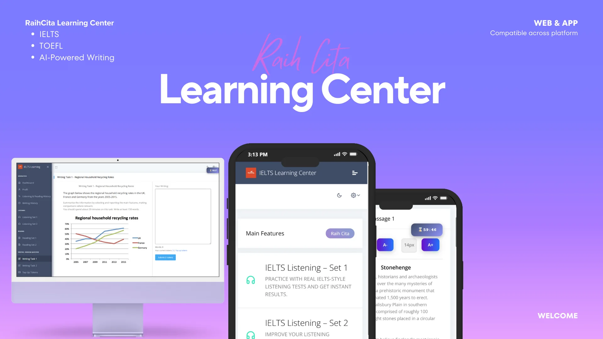 RaihCita Learning Center dashboard